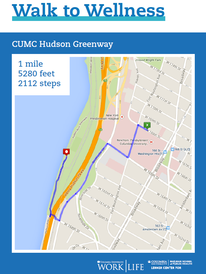 CUMC walking map hudson greenway