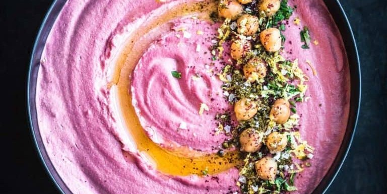 Beet Hummus and Baby Carrots Snack Recipe