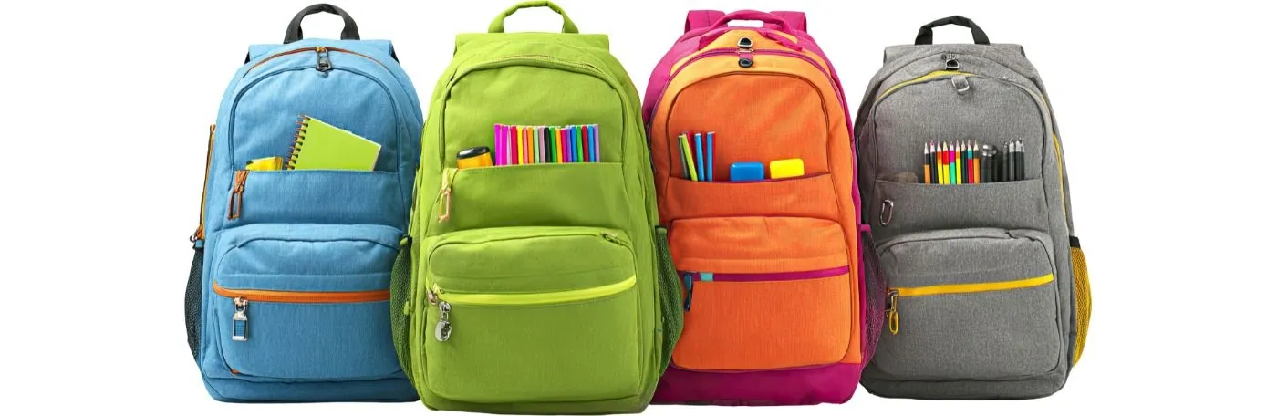 4 colorful backpacks